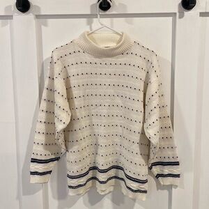 Vintage off-white mock neck sweater with baloon sleeves